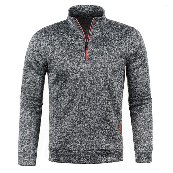 Männer Pullover Frühling Herbst Casual Sport Langarm Sweatshirts Halb Stehkragen Zip Pullover Tops Einfarbig Mann Kleidung