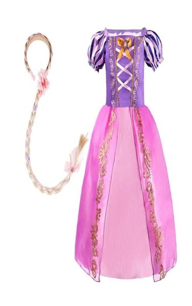 Crianças menina vestido de princesa crianças emaranhado disfarce carnaval rapunzel traje festa aniversário vestido roupa 28 anos 2203106953854