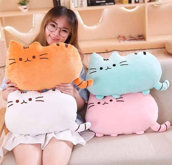 Kawaii Cat Plush Pillow Kitten Cushion Soft colorido brinquedos de pelúcia cinza rosa branca de luta de boneca para luta de boneca para namorada7299911