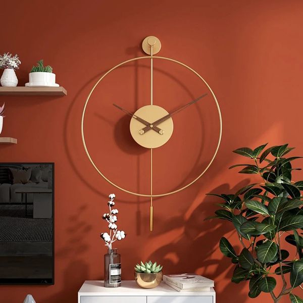 Orologio da parete grande Design moderno nordico Decorazione soggiorno casa spagnola Muto Grandi dimensioni Minimalismo Orologi Artigianato 240106