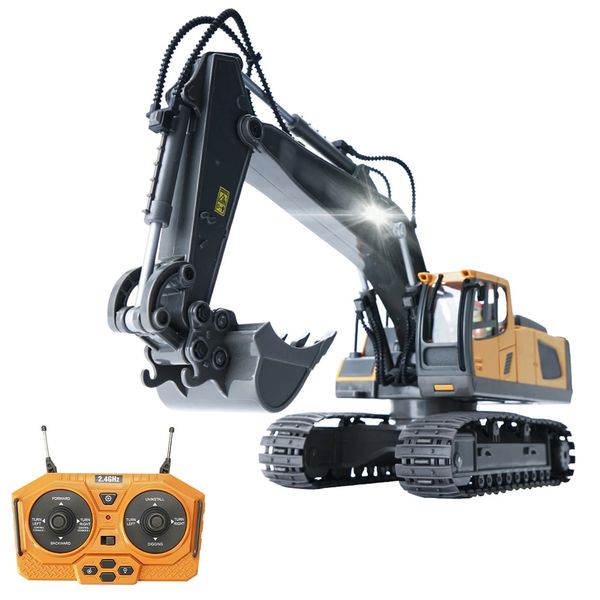 RC Excavatorbulldozer 120 24GHZ 11CH RC İnşaat Kamyonu Mühendislik Araçları Hafif Müzikli Çocuklar İçin Eğitim Oyuncakları 240105