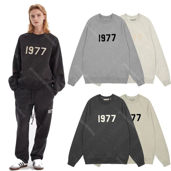 Ess Sonbahar ve Kış Modelleri 1977 Yastıklı Kapşonlu Sweatshirt Erkekler Amerikan Gevşek Hoodie Çift Sis Sekizinci Sezon Akıllı Mektup Külotu