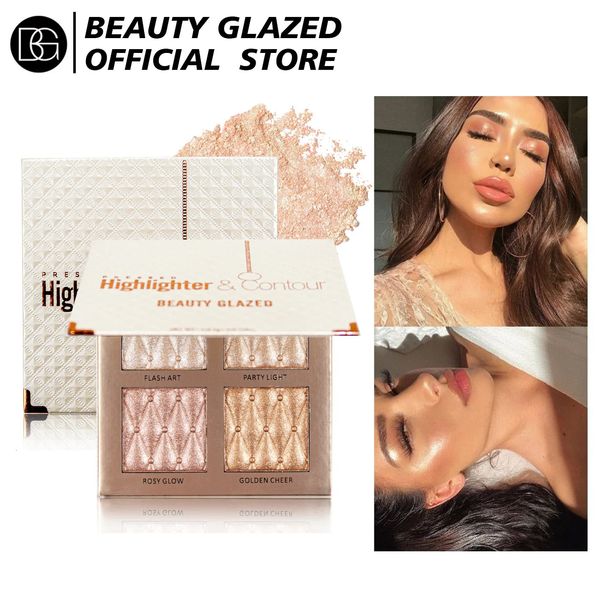 BEAUTY GLAZED 4-цветная палитра хайлайтеров для макияжа, бронзатор, ремонт ярких теней для век цвета кожи 240106