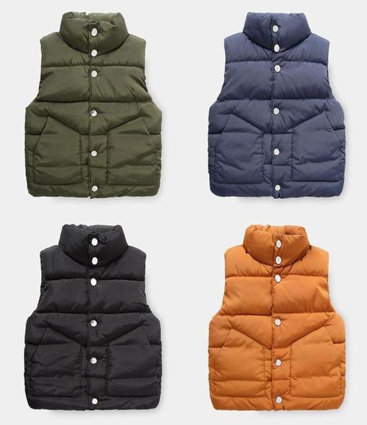 Winter Nieuwe Peuter Jongens Dikker Vest Koreaanse Mode Effen Warm Katoenen Vest Voor Jongen Babykleding Kinderen Mouwloos Vest jas4827715