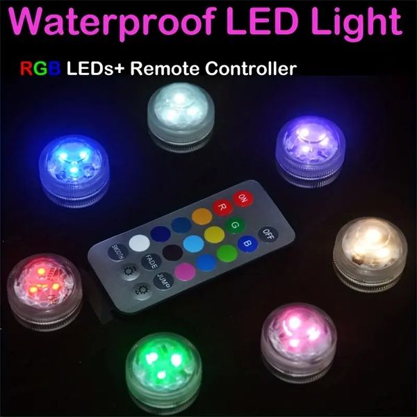 1 Stück/6 Stück/10 Stück, batteriebetriebenes RGB-Tauch-LED-Licht, wasserdichtes Unterwasser-LED-Licht mit Fernbedienung, Nachtlicht für Aquarium, Teich, Hochzeitsfeier, Licht