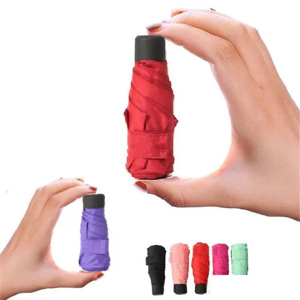 Ombrelli Ups Mini Ombrelli da sole e da pioggia Ombrello tascabile Leggero Ombrellone a cinque pieghe Donna Uomo Portatile da viaggio Umb Drop Deli Dh54D