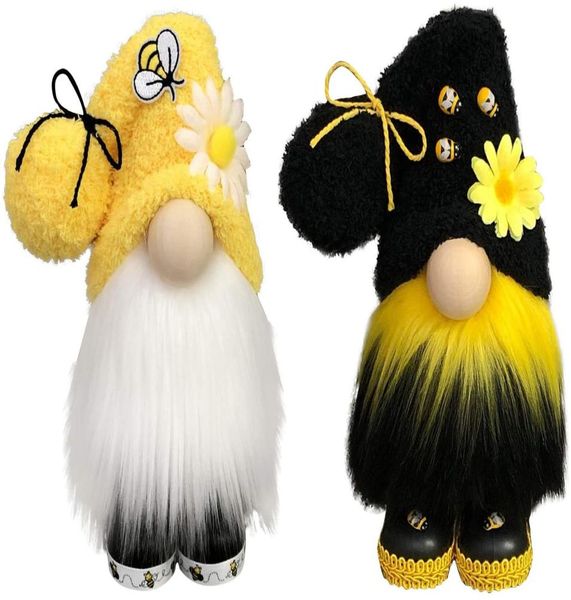 Hummel-Zwerge, Plüsch, Frühlingsbienen-Zwerg, gesichtslose Puppe, gelb, schwarz, Plüsch – skandinavisches Tomte1112702