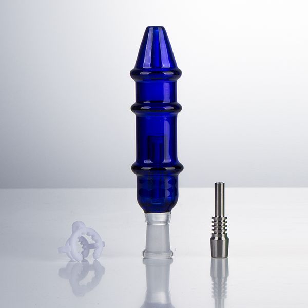 NC012 Bong in vetro per acqua, tubo da fumo 10mm 14mm Titanio, quarzo, ceramica, chiodi, quarzo Banger, clip per unghie, blu verde, trasparente, stile torre, Dab Rig, tubo gorgogliatore