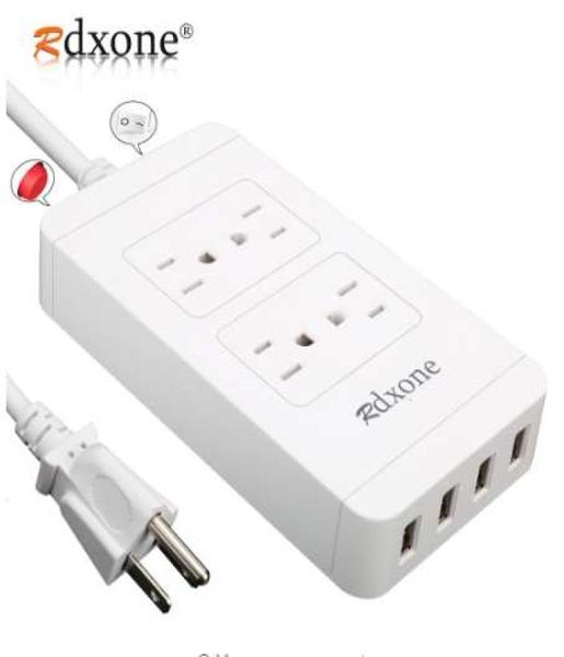 Multipresa con USBRdxone 4Outlet Surge Protector Barra di alimentazione con 4 USB 6ft5614079