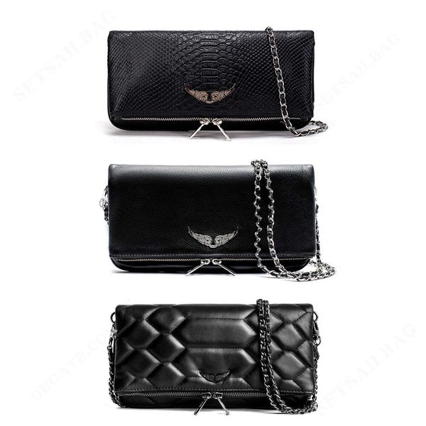 Pochette Rock Swing Your Wings Tasche Damen-Einkaufstasche Schultertasche Mann Echtes Leder Zadig Voltaire Flügelkette Luxus-Mode-Clutch-Klappe Umhängetaschen34