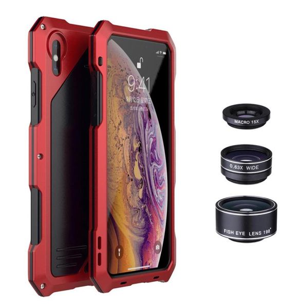 Neue Handyhülle für iPhone XR, Metallrahmen, Schutzhülle mit 3 separaten externen Kameraobjektiven, 120° Weitwinkel, Fischaugen-Makro, P8796703