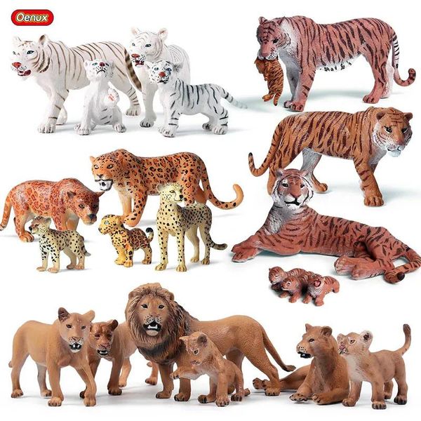 Itens Oenux Original Africano Animais Selvagens Simulação Selvagem Tigre Leão Chita Lobo Figura de Ação Estatuetas PVC Modelo Brinquedos Educativos C