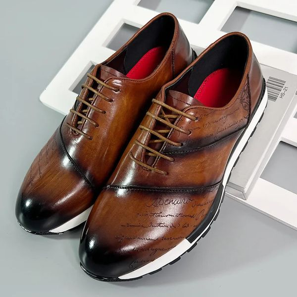 Uomini genuini casual per la pelle di marca uomini s oxfords allacciata sneaker lettere incisione scarpe da esterno per esterni maschio oxd sneaker scarpa