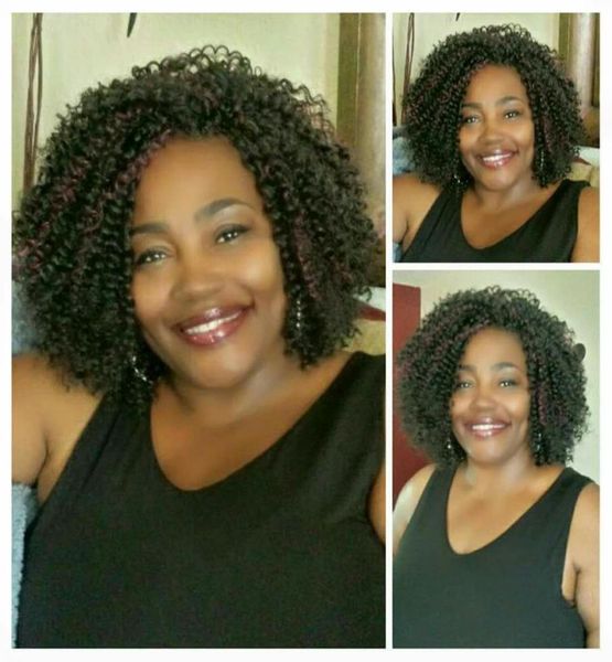 Afro Verworrene Lockige Kurze Bob Spitze Front Echthaar Perücken Für Schwarze Frauen Brasilianische Remy Haare 12 zoll Natürliche farbe diva13419340