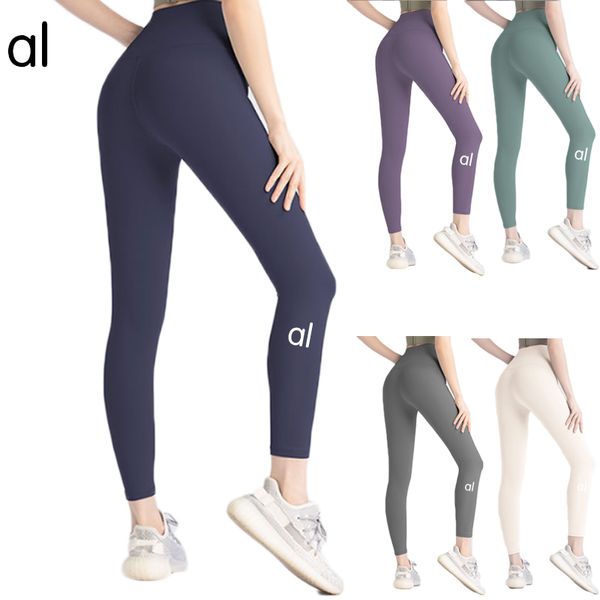 Lu lu лимонный лайкра ткань однотонный цвет ALOLULU женские штаны для йоги с высокой талией спортивная одежда для спортзала леггинсы эластичные брюки для фитнеса женские спортивные брюки на открытом воздухе