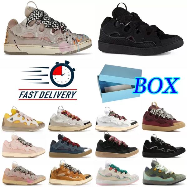 Luxus Leder Curb Sneakers Designer Schuhe für Männer Frauen Außergewöhnliche Casual Sneaker Paris Kalbsleder Gummi Platformsole Herren Trainer R8M5 #