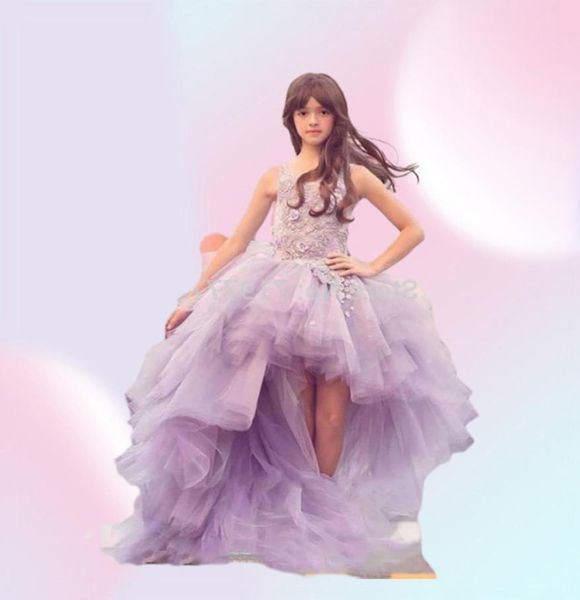 Lavendelfarbene Blumenmädchenkleider 2019 Mädchen Ballkleid Ballkleid Festzugskleider für Mädchen Glitz Junior Brautjungfernkleider7007396