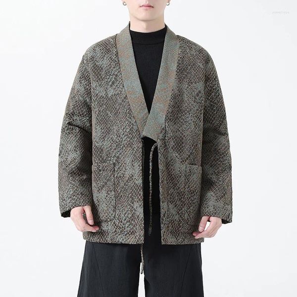 Etnik Giyim Çin Hanfu Taocu Robe Erkekler Tarzı Retro Python Jacquard Uzun Kollu Elbise İlkbahar/Sonbahar Gevşek Ceket