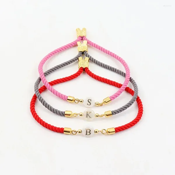 Braccialetti con ciondoli Bracciale regolabile per ragazze con lettere inglesi, temperamento alla moda, corda intrecciata rossa, stile vintage