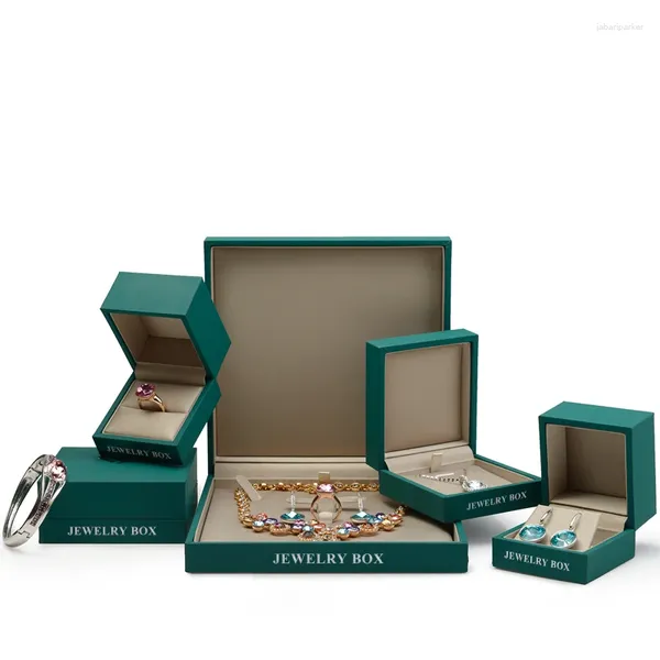 Bolsas de jóias CustomTouch Caixa de presente de papel Anéis Pingentes Acessórios Embalagem de jóias Personalização de logotipo verde