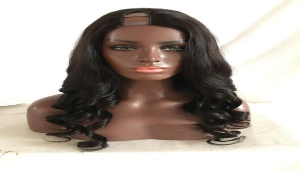 Não processado brasileiro virgem cabelo humano u parte perucas onda natural perucas de cabelo humano lado médio upart ondulado nenhum laço peruca para preto wo7934966