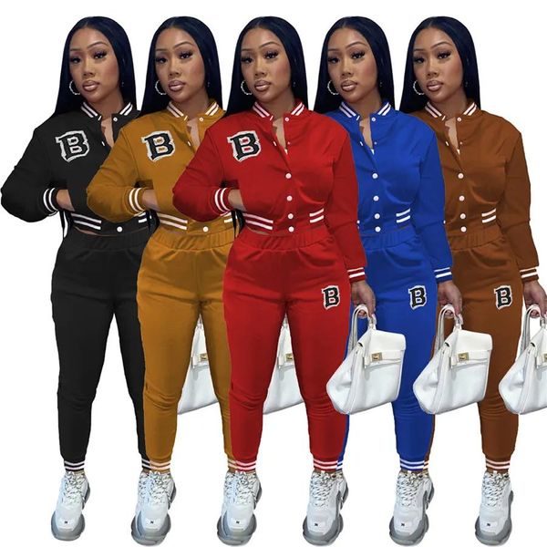 Tracksuits Atacado Uniforme de Beisebol Tracksuits Mulheres Dois 2 Peça Set Outono Inverno Outfits Jaqueta de Manga Longa e Calças Sportswear Outwork Sw