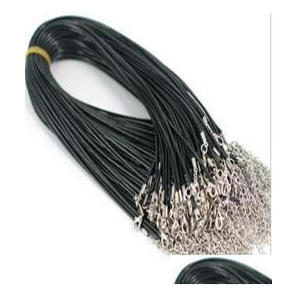 Cable de alambre 100 piezas de collar de goma negro con cierres de langosta para joyería de moda artesanal de bricolaje 18 pulgadas W47015558 Entrega de entrega Dh1E9