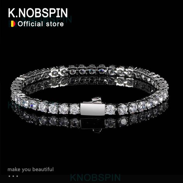 KNOBSPIN D VVS1 Bracciale tennis con chiusura a molla Originale argento sterling 925 placcato 18 carati con bracciali GRA per donna uomo 240105