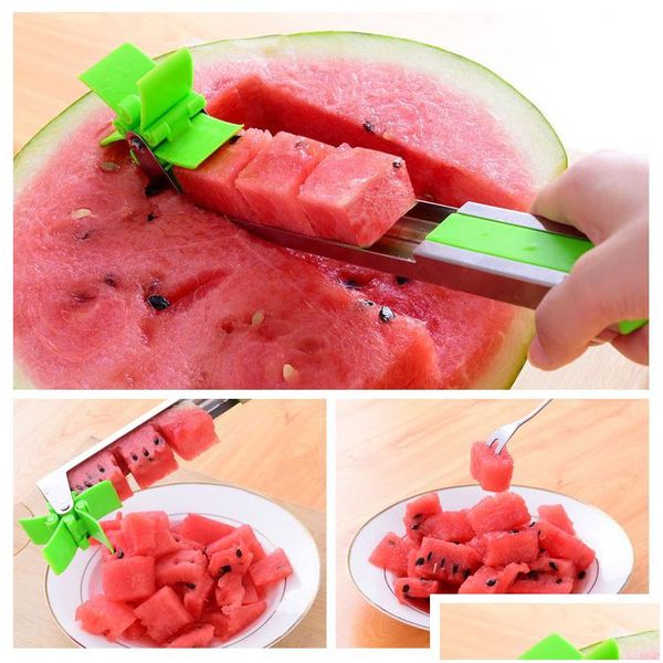 Obst Gemüse Werkzeuge Wassermelone Cutter Edelstahl Windmühle Design Cut Küche Gadgets Salat Obst Slicer Werkzeug Ssdx Drop Delive Dhuyg