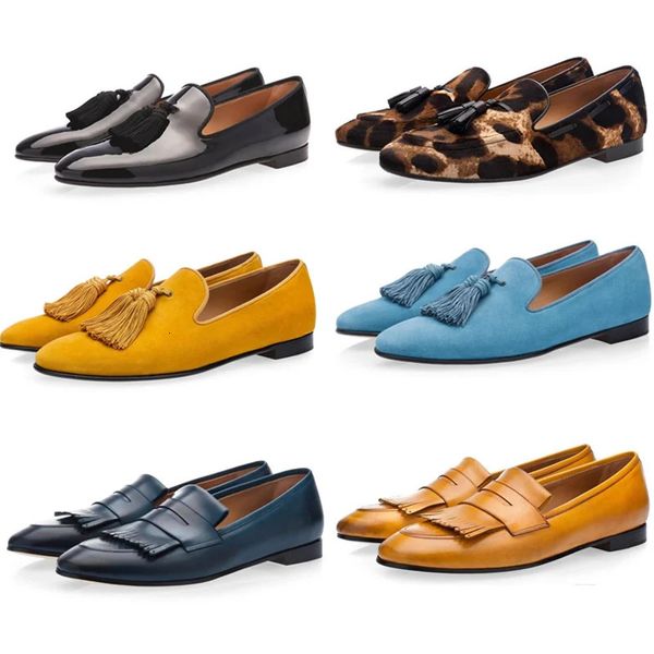 Homens franjados mocassins borgonha luz azul veludo borla nary apartamentos alpercatas masculino confortável vestido de escritório sapatos camurça chinelos 240106