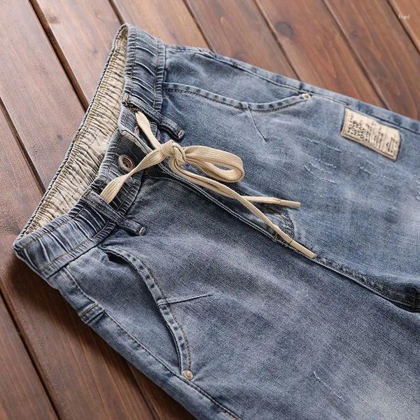 Männer Jeans Mode Denim Für Frühling Herbst Casual Harem Hosen Elastische Taille Und Kordelzug Gewaschen Luxus Kleidung Männer