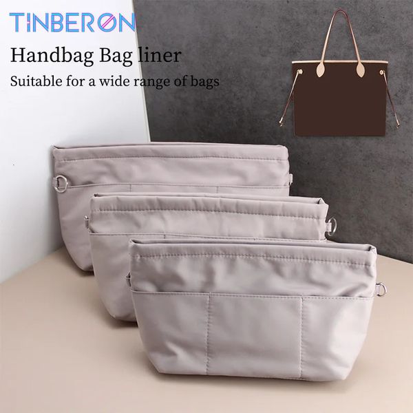 Borsa interna TINBERON Organizer per borsa da donna TOTE Inserto in nylon cosmetico impermeabile grigio trucco 240106