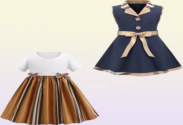 Vendita al dettaglio/all'ingrosso Neonate Risvolto Collegiata 100% cotone Abiti da principessa Stilisti Abbigliamento Bambini Boutique Abbigliamento2697990