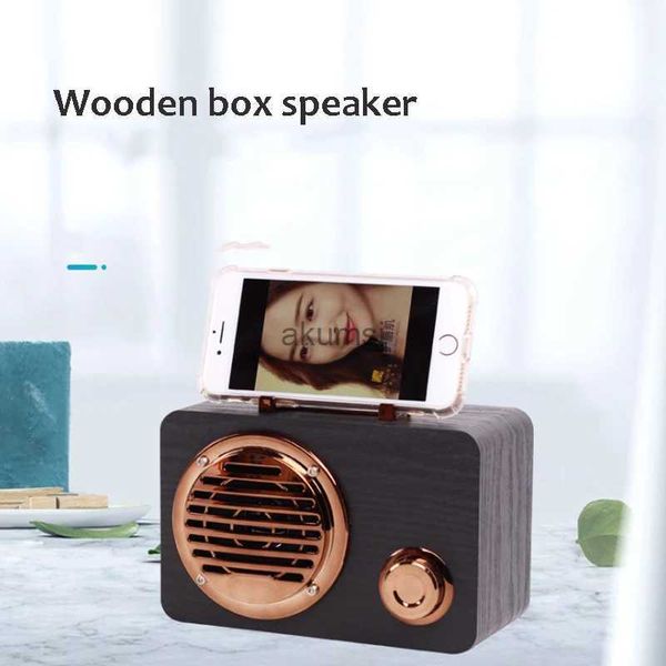 Altoparlanti portatili Altoparlante Bluetooth retrò portatile da esterno Mini radio stereo in legno Computer piccolo supporto scheda TF YQ240106