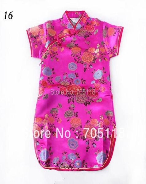 Abiti Girl039s Bambine Champagne Blossom Pattern Abito cinese in seta ManicaChildren039s Abito cheongsam 9570243