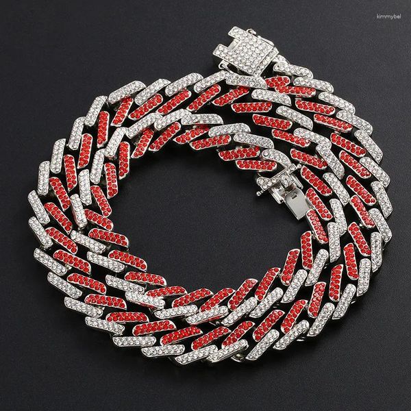 Ketten Hiphop personalisierte Halskette aus bunter Diamantlegierung mit Schmetterlingsschnalle, umweltfreundlich, galvanisiert, kubanisch