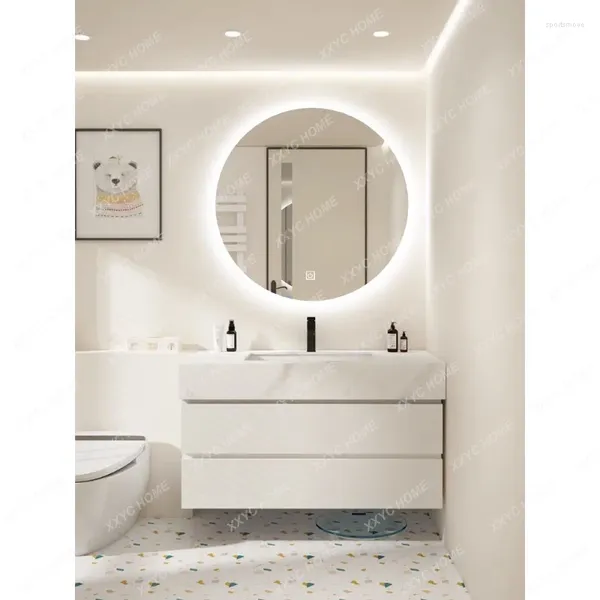 Rubinetti per lavabo da bagno Mobile in acciaio inossidabile Combinazione Tavolo Lavabo Moderno e minimalista Piastra in pietra Intero lavabo Sanitari