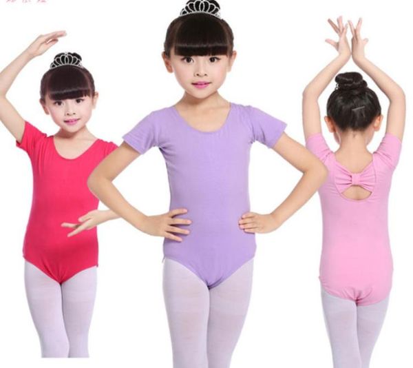 Çocuk Baleleri Dans Dans Giyim Kids Performans Giyim Kızlar Geri Yay Kısa Kollu Bale Üniformaları Çocuk Kostümü A58389454029