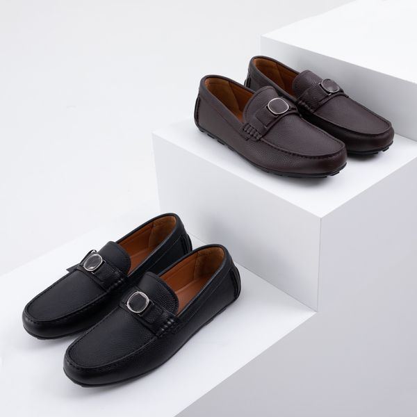 2024 novos sapatos formais de couro masculino para uso comercial sapatos de condução com pés baixos de cânhamo preto/café quatro estações