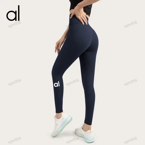 ALOLULU 2024 tessuto in lycra tinta unita pantaloni da yoga da donna vita alta sport abbigliamento da palestra leggings elastici Fitness Lady pantaloni sportivi all'aria aperta