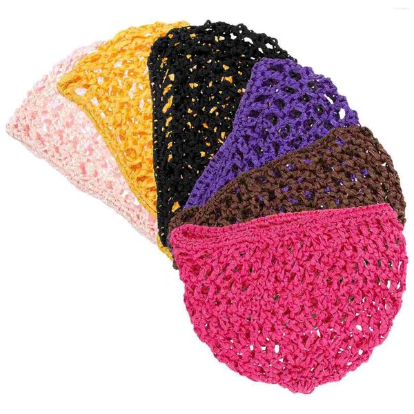 Bérets 6 pièces filet de cheveux pour coudre dans le tissage Plopping bouclé tricot Snood chapeau hommes chapeaux filets à cheveux femmes Snoods Bonnet Crochet