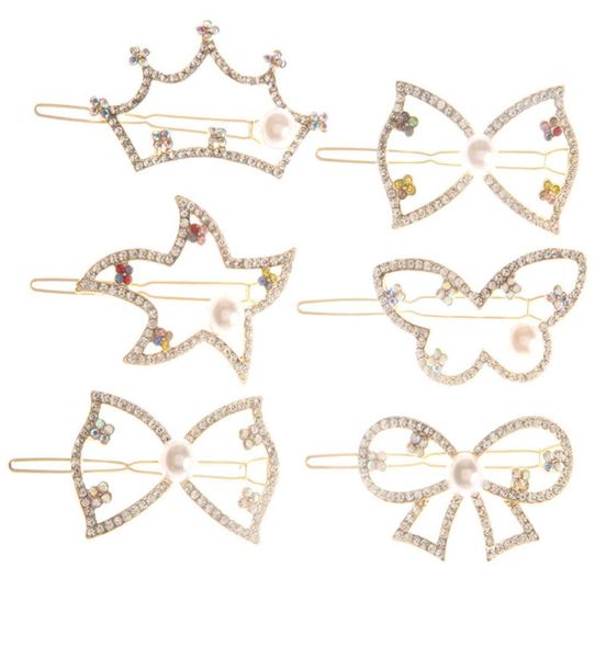 Diamant-Bowknot-Kristall-Strass-Legierungs-Haarspangen, süßer Pony-Seitenclip, Perlenkrone, Froschblatt-Haarspange, Haar-Accessoires3796616