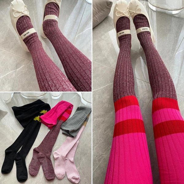 Damensocken, Laufsteg, modische Strümpfe, koreanische Fans, klassische Spleißstrumpfhosen, Strumpfhosen, Oberbekleidung, erscheinen dünn gestrickt, Thermo-Frau