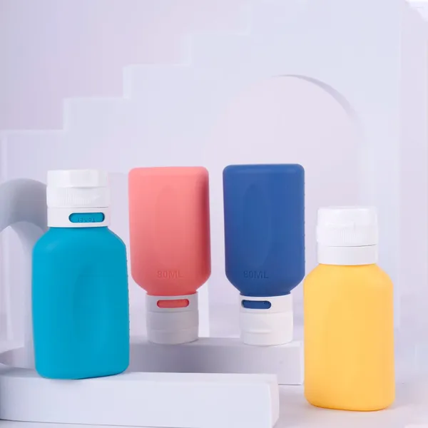Bottiglie di stoccaggio Bottiglia di emulsione in silicone Confezione portatile da viaggio 80 ml Lozione estrusa Cosmetici Viaggiare all'esterno