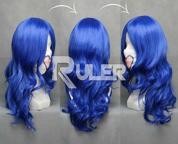 Аниме Fairy Tail Juvia Vocaloid подвид синий волнистый парик для косплея COS028A5879112