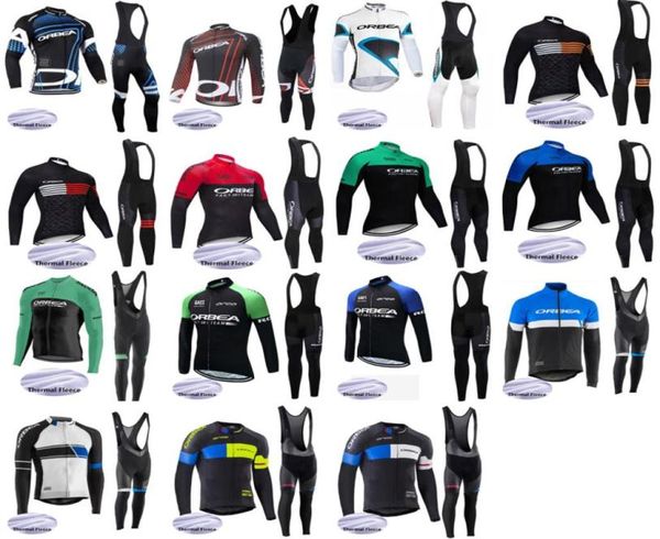 ORBEA team Мужские зимние термофлисовые комплекты из велосипедного джерси с длинными рукавами и нагрудниками Теплая велосипедная одежда Спортивная форма S21012211193878291