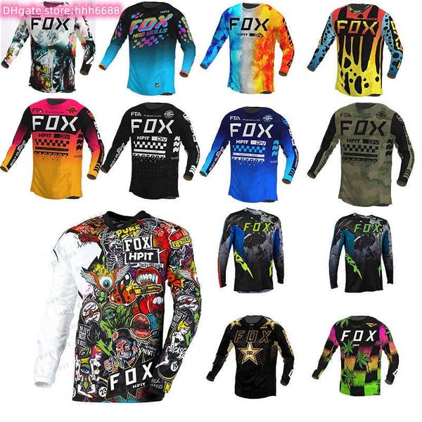 9za7 2024 Moda Camiseta Mountain Bike Terno Foxx Camisetas Masculinas Downhill Mountain Mtb Camisas Offroad Dh Motocicleta Motocross Sportwear Elemento de Corrida