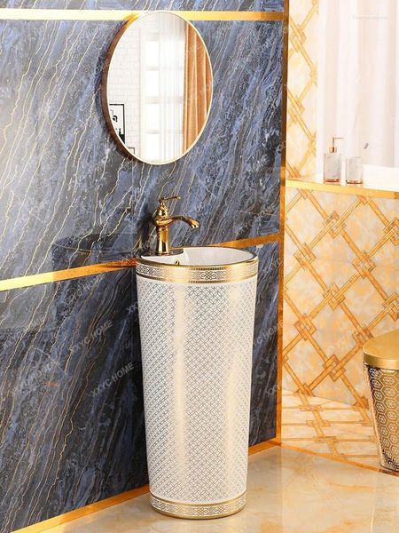 Rubinetti per lavandino del bagno Galvanotecnica Parvenu Gold Lavabo in ceramica Integrato a pavimento Colonna da tavolo