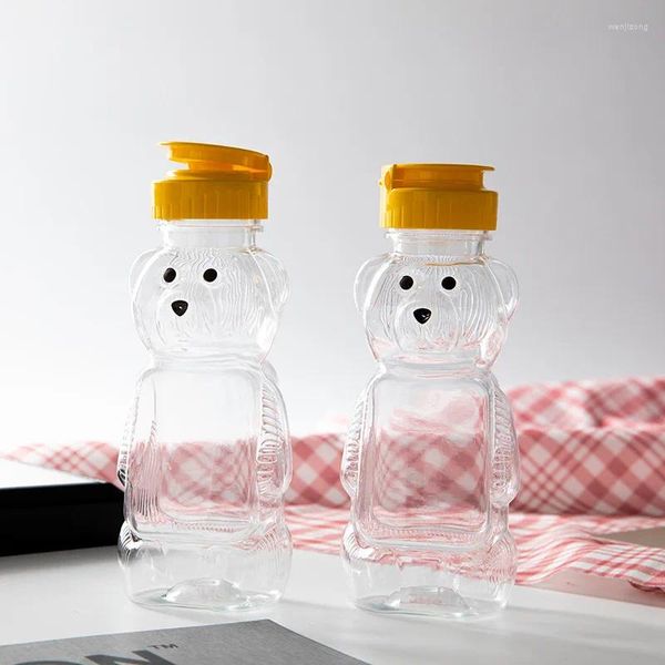 Bottiglie d'acqua Orso Kawaii per latte, tè, caffè, succo, tazza per bere portatile, casa, trasparente, spremitura, bevanda, bottiglia per bevande