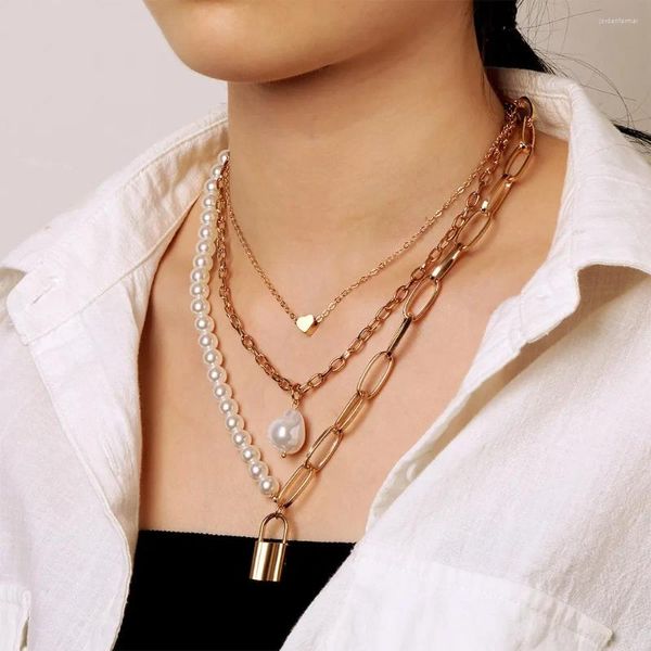 Anhänger Halsketten Vintage Herz Perle Mehrschichtige Halskette Für Frauen Mode Trend Damen Geburtstag Geschenk Party Schmuck Großhandel Direkt Verkauf